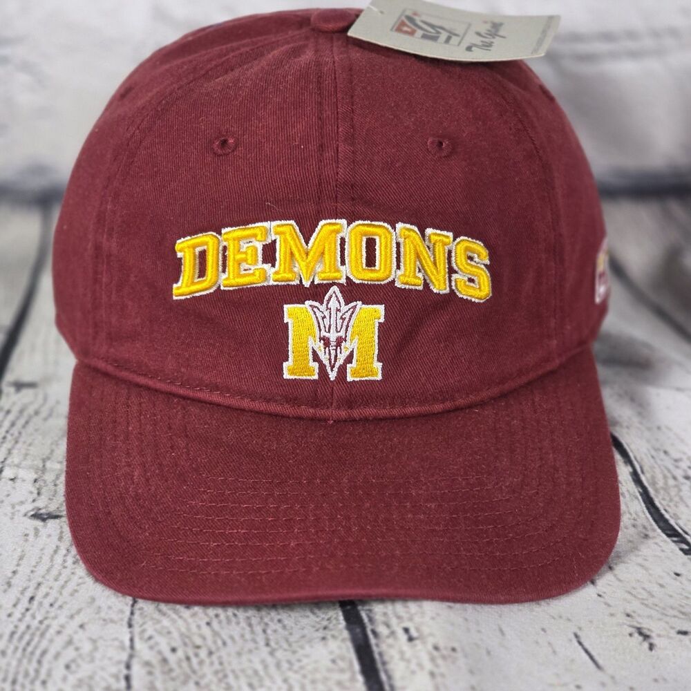 Demons Hat Cap Maroon Fitted Medium M The Game Finish The Drill Embroidered NWT